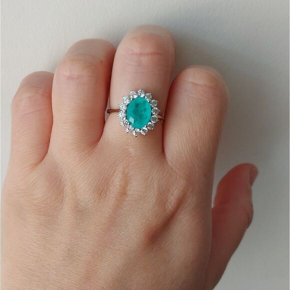 925 Silver Paraiba Tourmaline Ring - Picture 7 of 11
